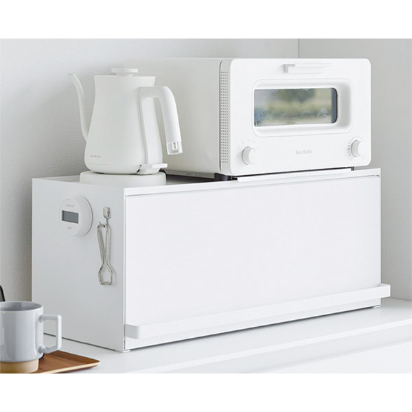 tower　前が開くキッチンカウンター上収納ラック　ホワイト