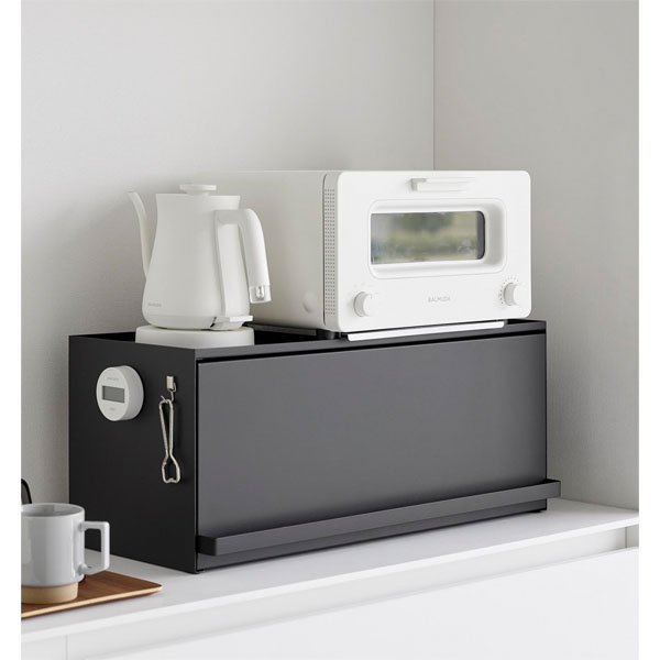 tower　前が開くキッチンカウンター上収納ラック　ブラック