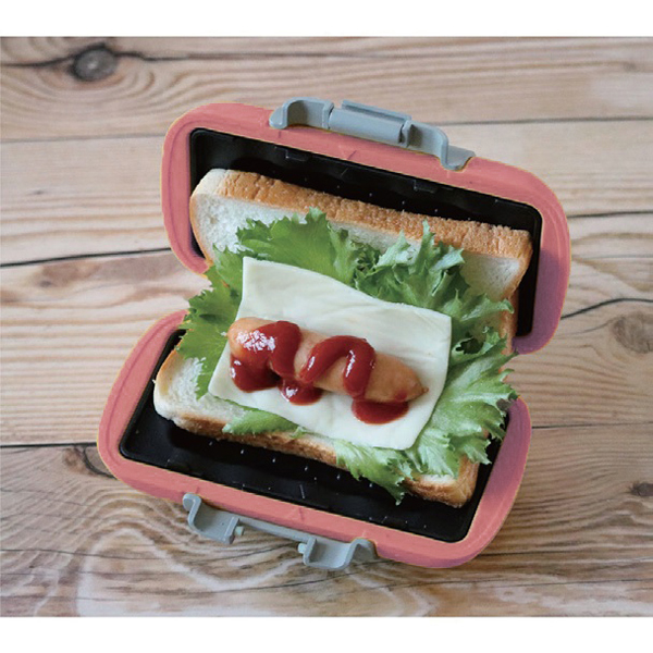 レンジで焼ける　ハーフホットサンドメーカー　ピンク